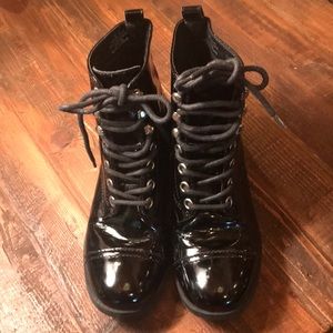 Black patent leather Steve Madden boots